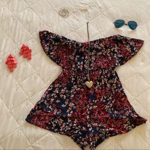 Floral romper off the shoulder